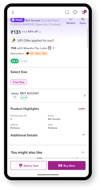 Meesho Mall offer clarity screen