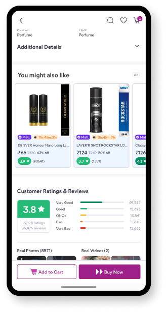 Meesho Mall product ratings and customer proof screen